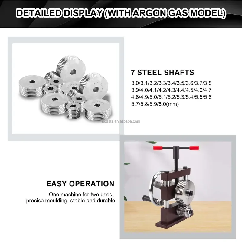 Boasta Manual Bracelet Shaping Machine Set with Replaceable Steel Rollers for Jewelry Wire Forming and Straightening Custom