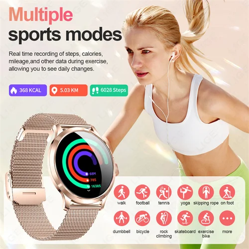 Imagen 2 del producto Reloj Inteligente LIGE Nuevo para Mujer, Pantalla AMOLED HD Ultrafina de 1.32 Pulgadas, Llamadas Bluetooth, Pulsera Deportiva, Esfera Personalizada, Reloj Inteligente de Lujo