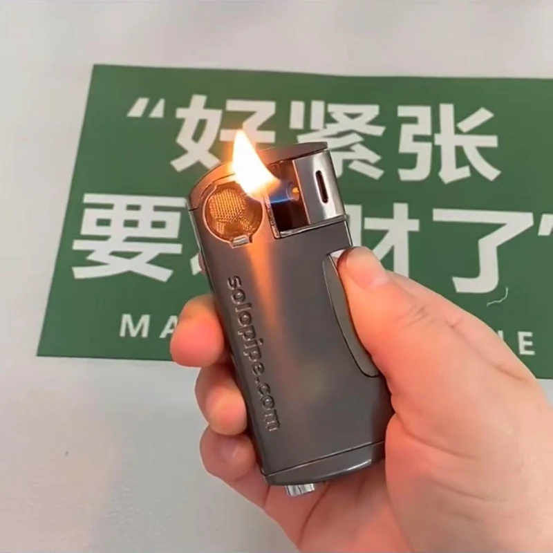 

Men's Slant Flame Butane Gas Pipe Side Print Metal Ignition Personalizable Creative High Quality Gift Item Cigarette Accessories