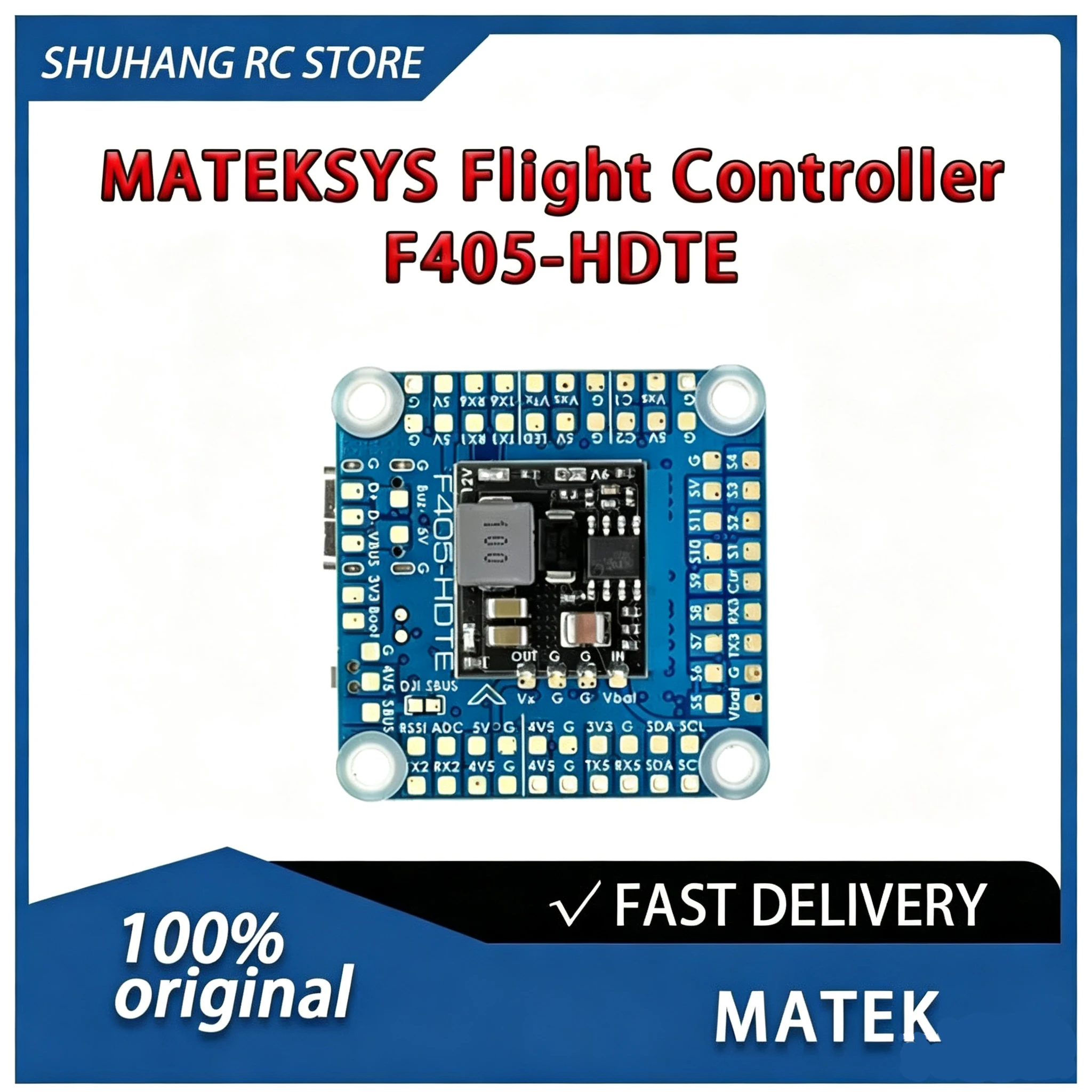 MATEK MATEKSYS Flight Controller F405-HDTE Blackbox Built-in Dual BEC OSD 3-12s LiPo for RC Airplane FPV Freestyle Drones