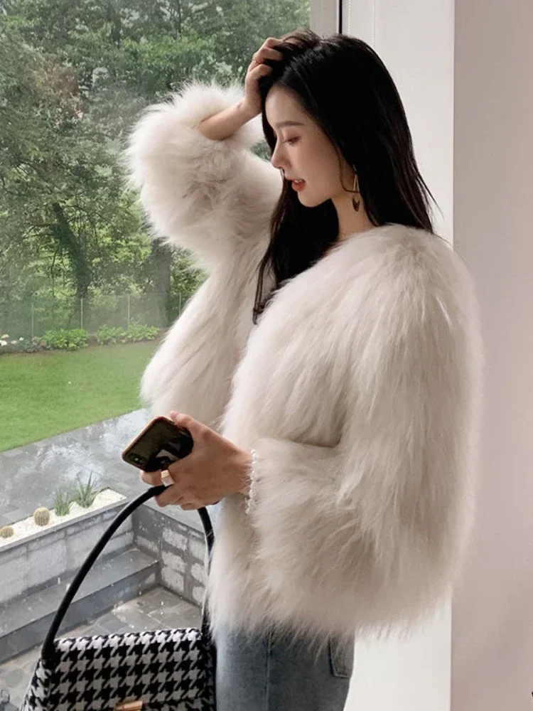 Raccoon Hair Women's Mid-length 2024 New Temperament Fox Fur Coat Young Fashion Loose Fit Jaqueta Feminina Inverno