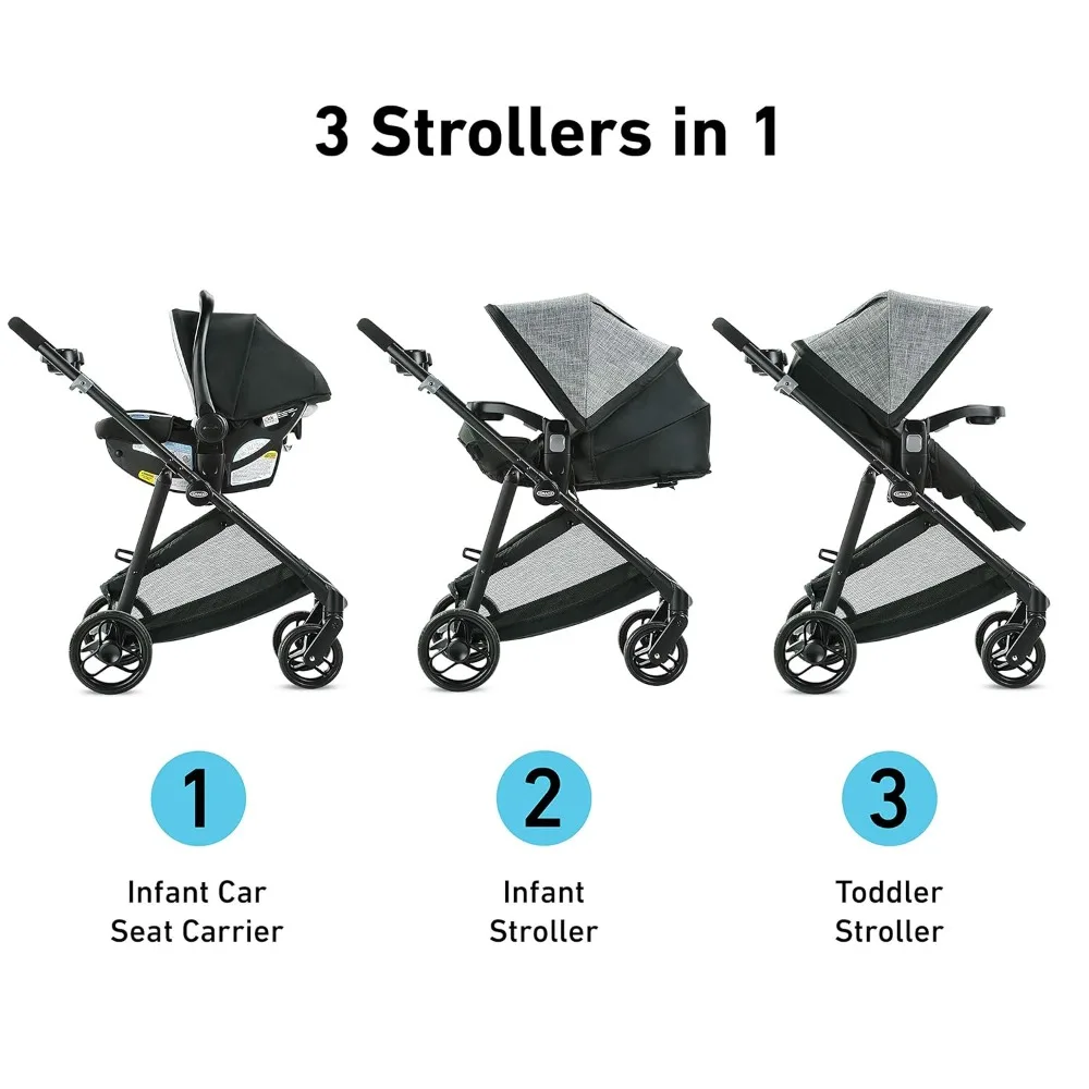 Includes Baby Stroller with Reversible Seat Extra Storage Child Tray and SnugRide 35 Lite LX Infant Car Seat, Canter