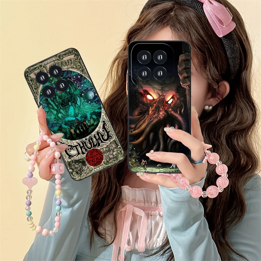 

Myth Cthulhu Mobile Cell Phone Case for Xiaomi 14 13 12 11 10 9 T Ultra Lite Pro S SE X 5G Black Soft Phone Cover Shell