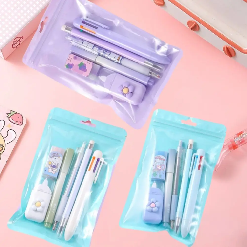 لطيف 6 في 1 مجموعة القرطاسية الكرتون المحمولة ممحاة قلم رصاص العودة إلى المدرسة هدية طفل جائزة تصحيح الشريط لوازم الطلاب