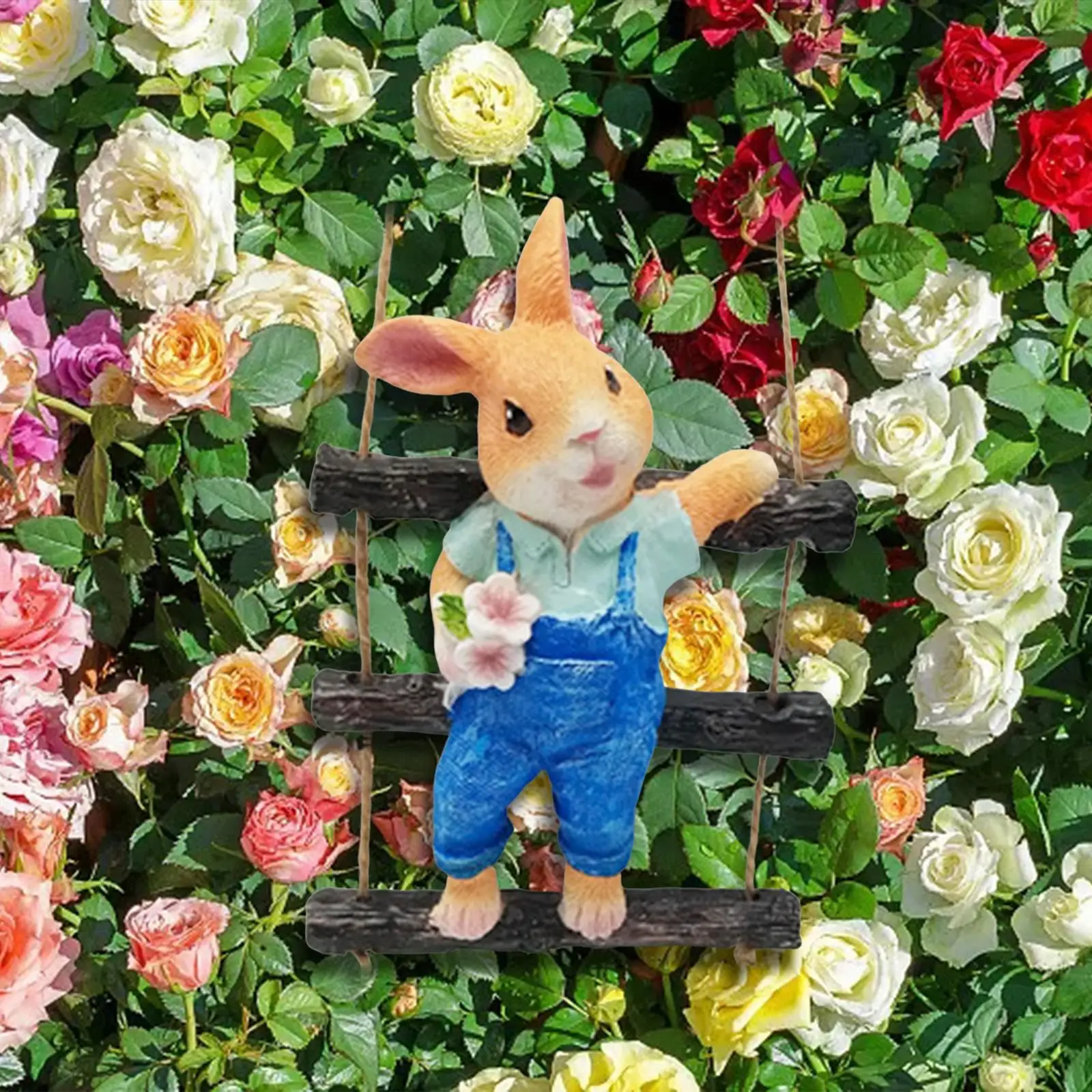 

Resin Swing Garden Landscape Garden Statue Swing Bunny Ornaments Crafts Hanging Outdoor Figurine for Patio Yard Flower Pot