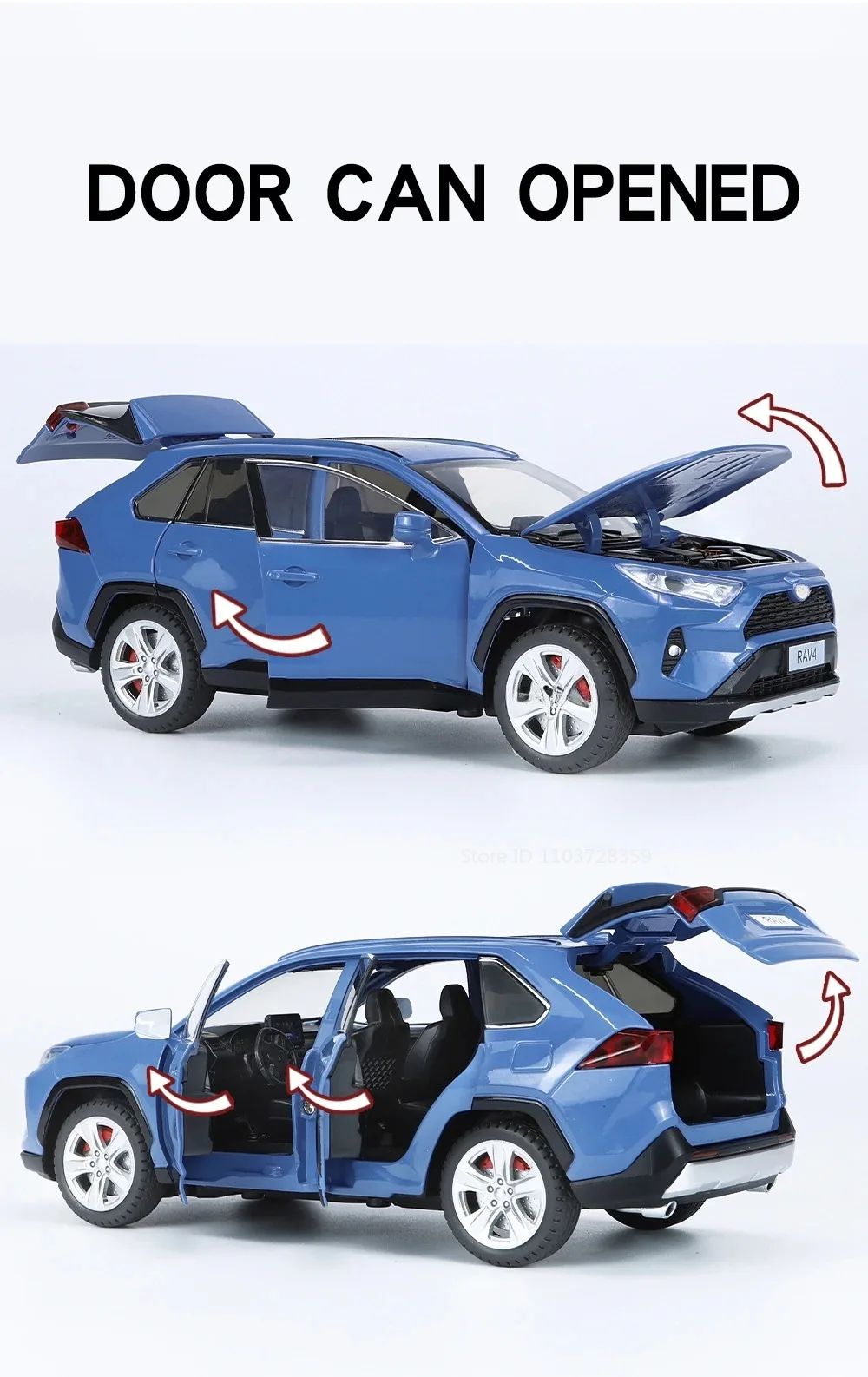 Maßstab 1:24 Highlander RAV4 Spielzeugmodell Miniaturautos Legierung Druckguss Sound Licht Türen geöffnet Zurückziehen Stoßdämpfung Jungen Geschenke – Detail 23