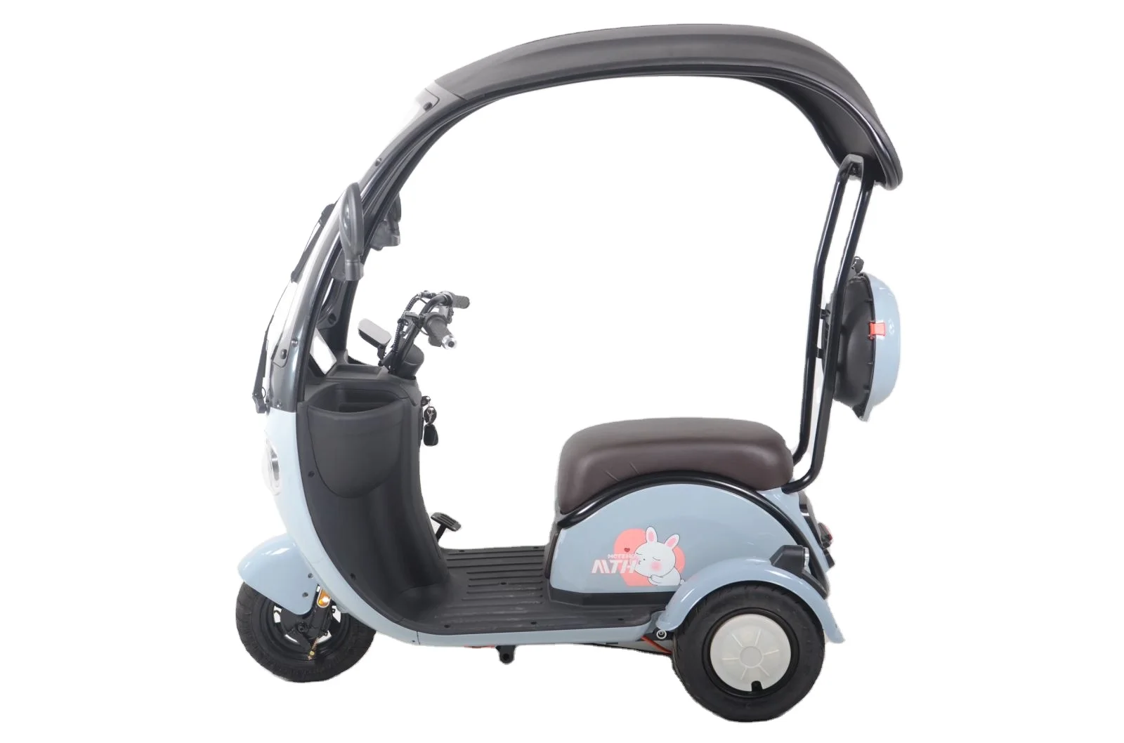 Covered Three-Wheel Electric Scooter with Roof Compact Electric Tricycle