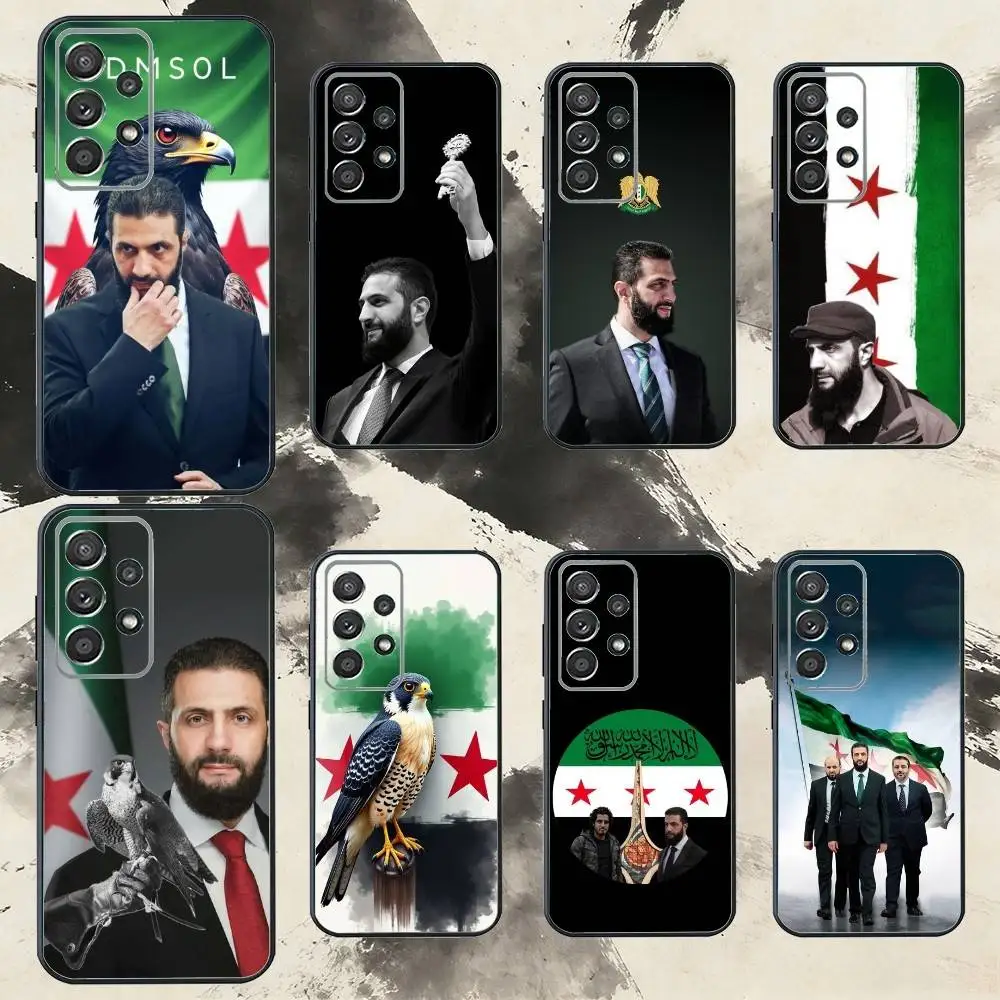 أحمد الشارا سوريا السوري العلم جراب هاتف لسامسونج S25، S24، S21، S22، S23، S30، الترا، S20، زائد، Fe، ملاحظة، 10,9,5G غطاء أسود