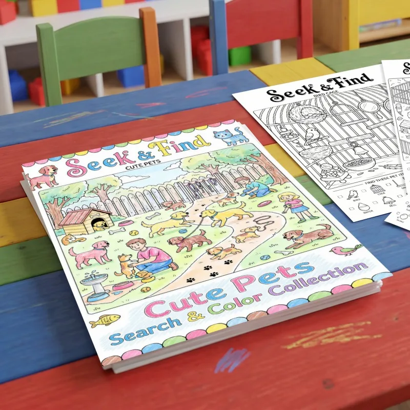 10pcs Per Pack Coloring Posters, Pet‑Themed Search & Fill‑In Color Fun Graffiti Hand‑Drawn Posters