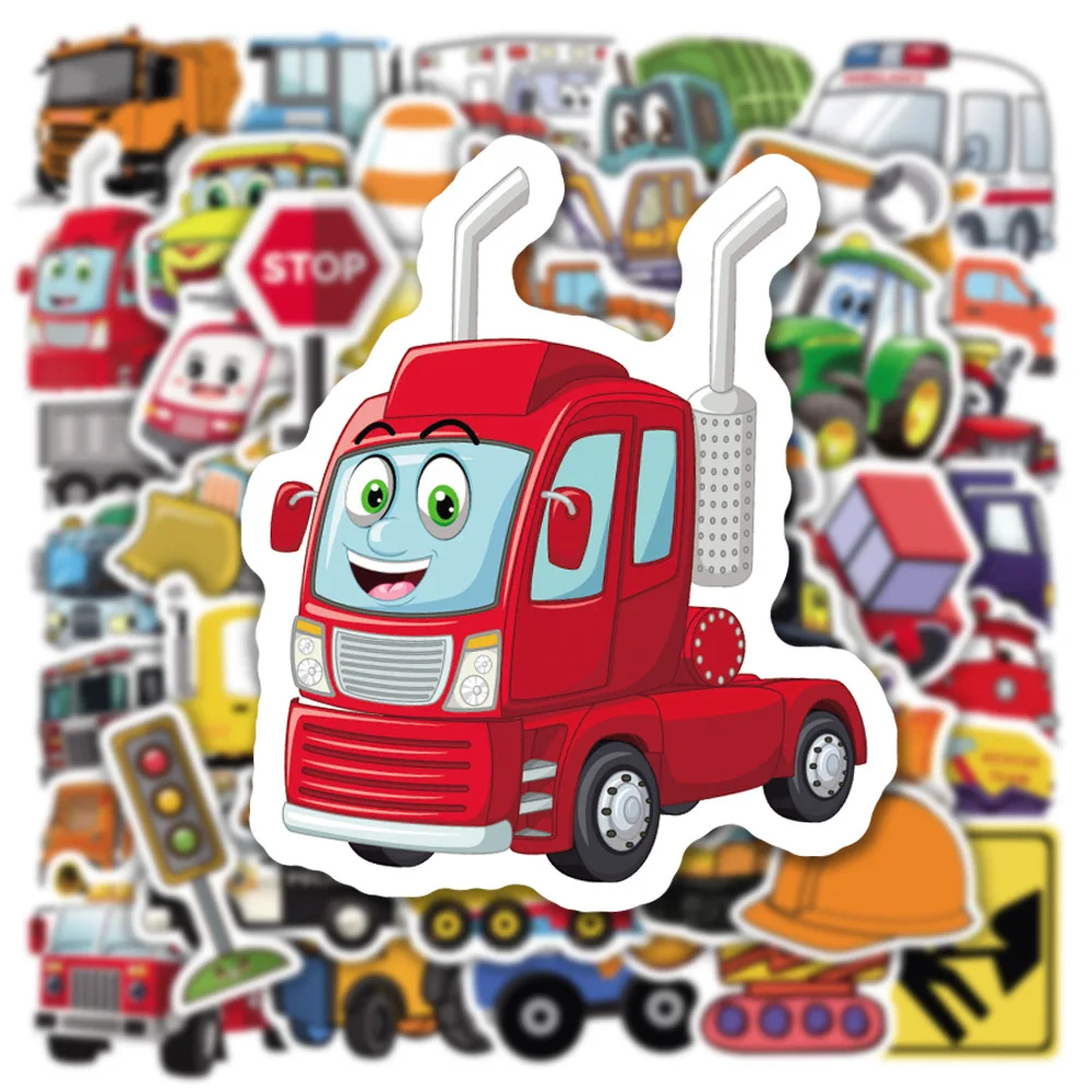 10/30/50Pcs Engineering Vehicle Graffiti Stickers Guitar Waterproof Notebook Hand Account Computer Mobile Phone Case Sticker