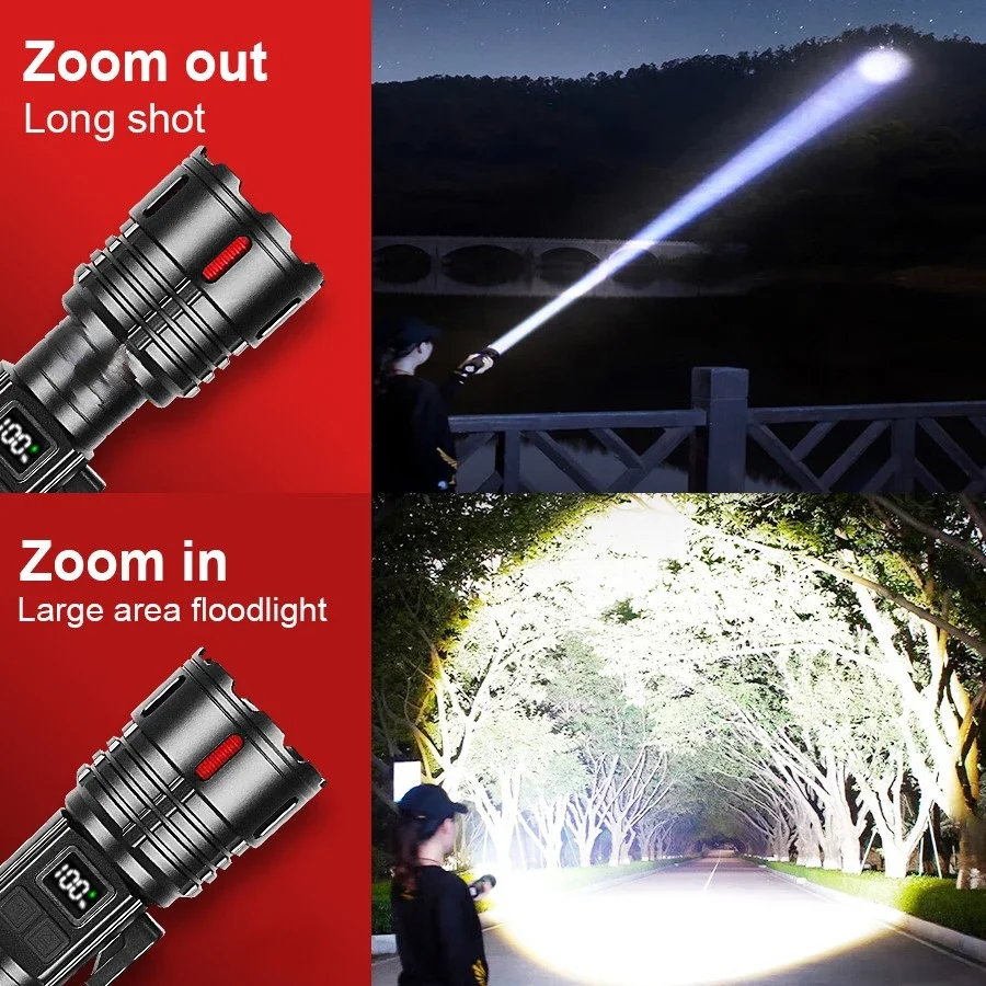 100000LM Most Powerful Flashlights Super Bright White Laser Torch Waterproof Hand Lamp Magnetic With Tail Knife Lantern