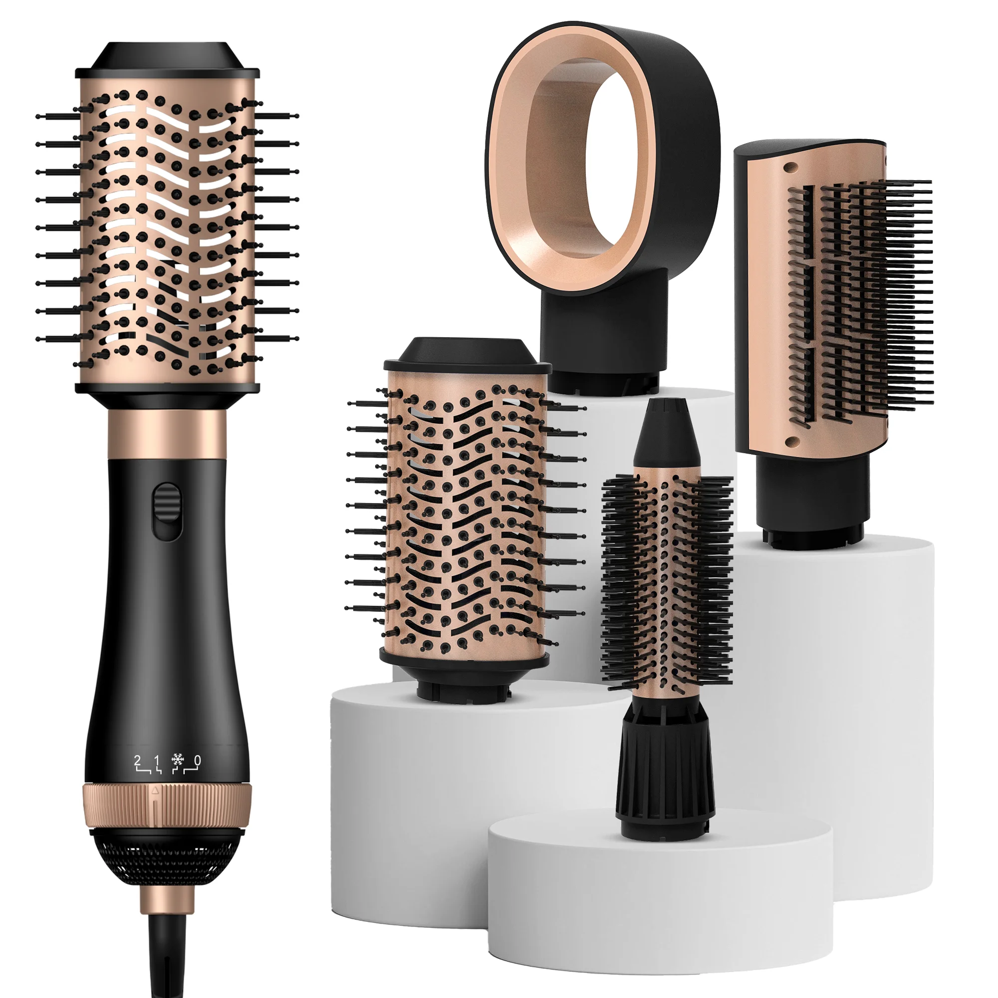 One Step Hair Dryer Brush 4 In 1 Hot Air Brush Negative Ion Detachable Hair Dryer & Styler Volumizer Blow Dryer Curling Brush