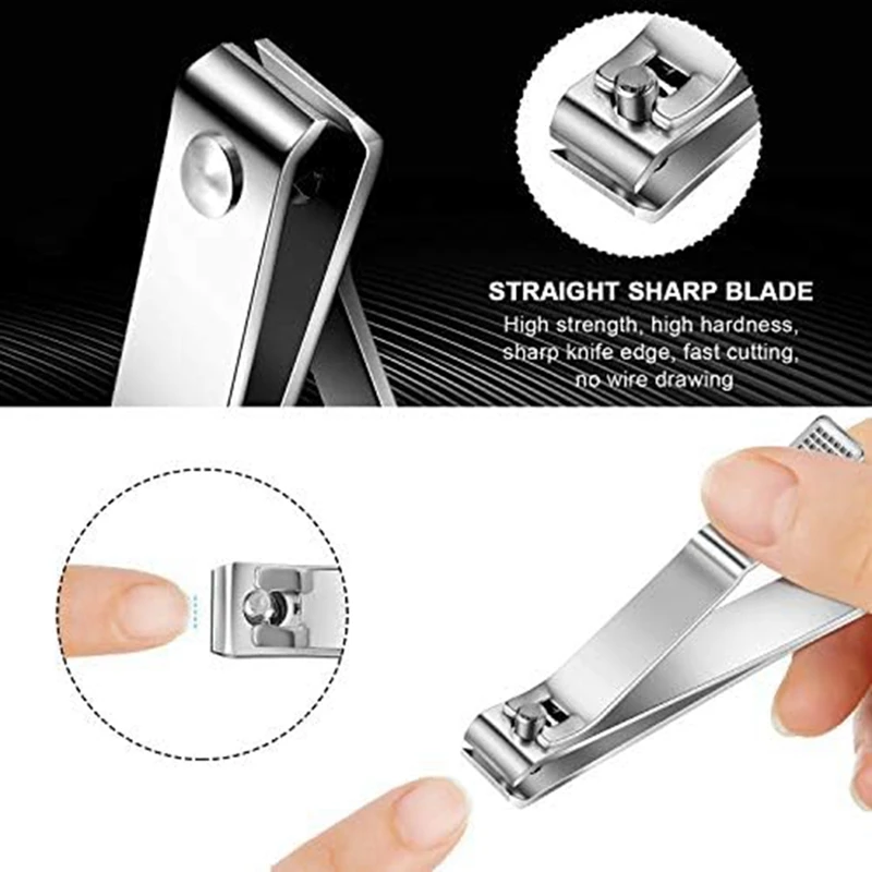 Toenail Clippers Straight Edge Toenail Clippers Stainless Steel Nail Clippers For Men Women Thick Nails, 6PCS,Silver image 2