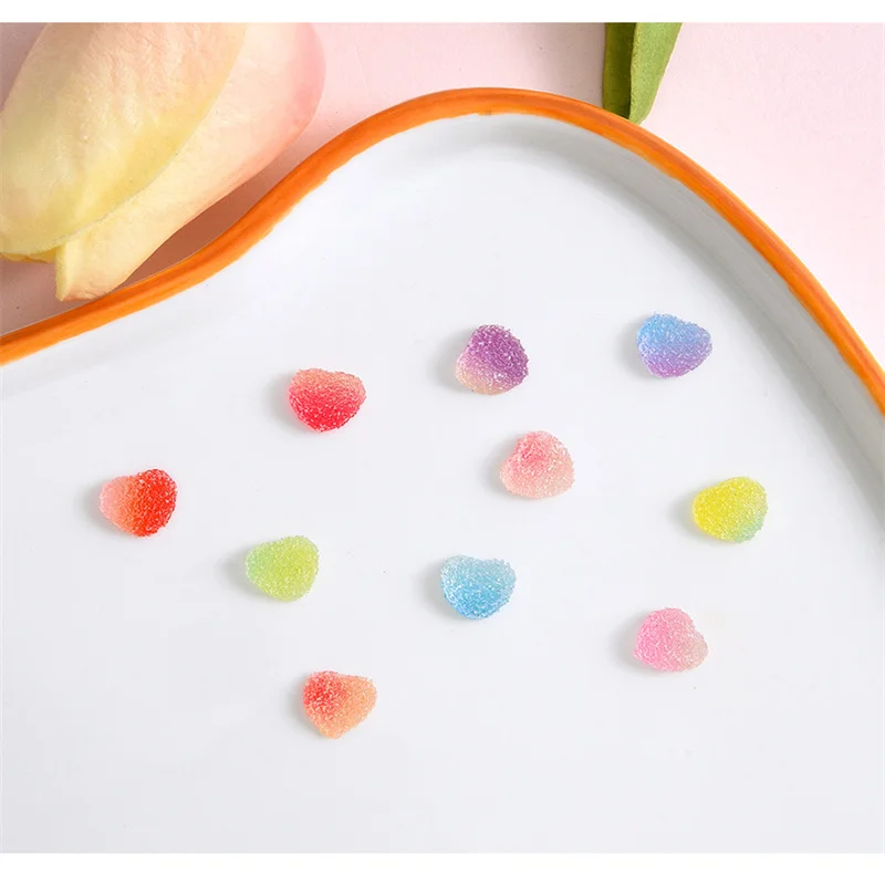 50pcs niedliche Simulation Liebe Herz weiche Süßigkeiten Flatback Harz Cabochon Sammelalbum Zubehör DIY Nail Art Telefon Dekoration Material