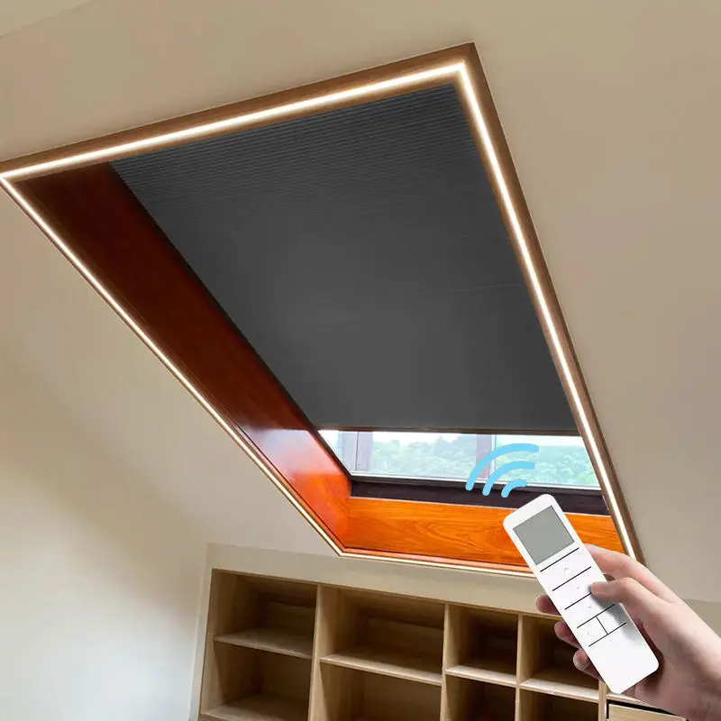 Motorized Skylight Roof Window Cellular Honeycomb Half Blackout Waterproof Blinds Curtain for Skylight  for Home Decoration