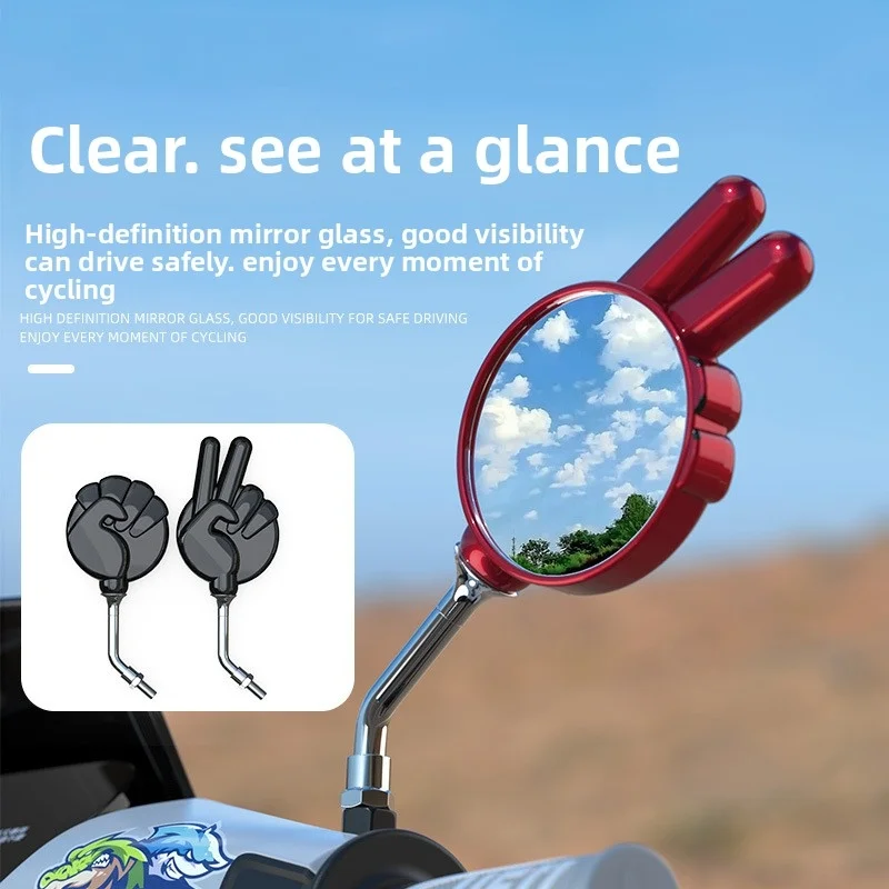

2 Pcs Universal Motorcycle Victory Gesture Side Mirrors For Various Motorcycle Using Standard 10 mm Side Mirror Screws