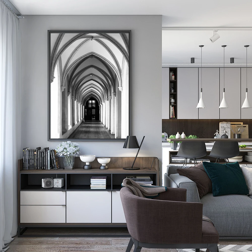 Light Luxury Black White Gray Industrial Style Canvas Poster Space Extension Simplicity Wall Art Print Painting Home Decor Mural