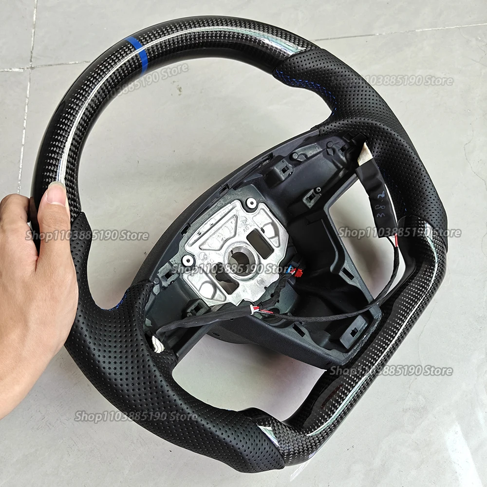 

Руль из углеродного волокна на заказ для Tesla Model S Model X 2022 2023 2024, черный перфорированный кожаный руль с подогревом