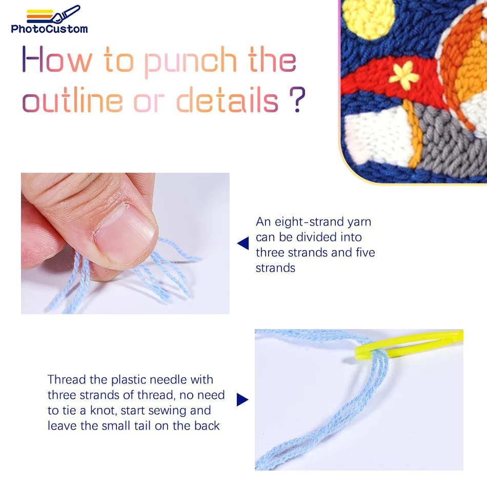 PhotoCustom الحوت نمط لكمة إبرة لكمة عدة طقم تطريز مع أدوات تعليمات الغزل كيت Diy بها بنفسك الحرفية