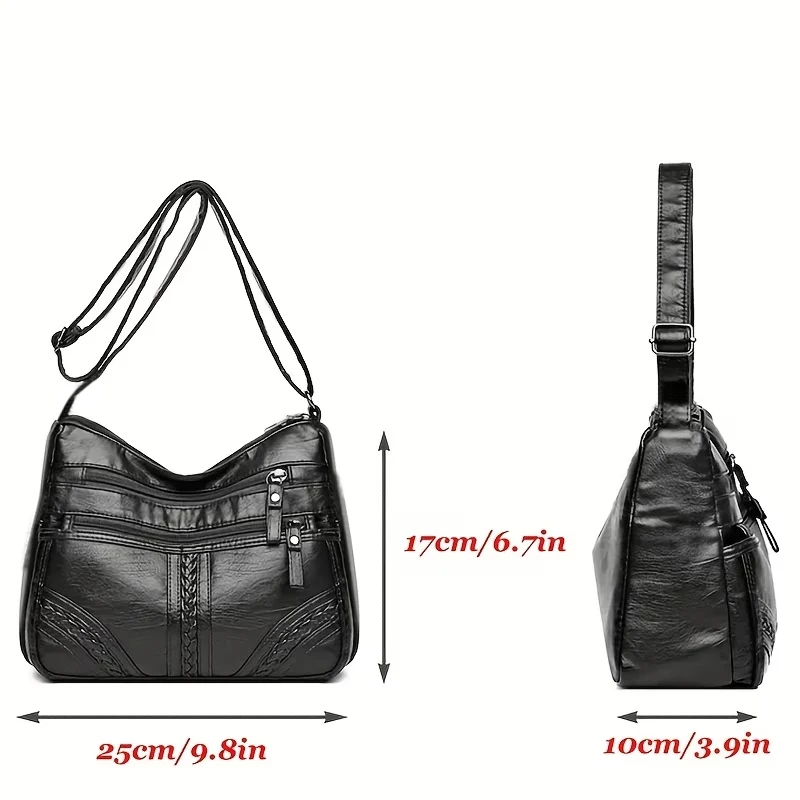 Verstellbare Hobo-Tasche aus weichem Leder, mehrfarbige lässige Umhängetasche für Damen für den täglichen Gebrauch. – Detail 8