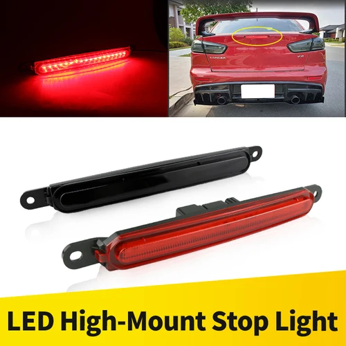 Imagen 1 del producto 1 unidad de lente roja/ahumada LED tercera lámpara de freno luz de freno de montaje alto para Mitsubishi Lancer 2008-2016 OEM # 8334A065 Accesorios para automóviles