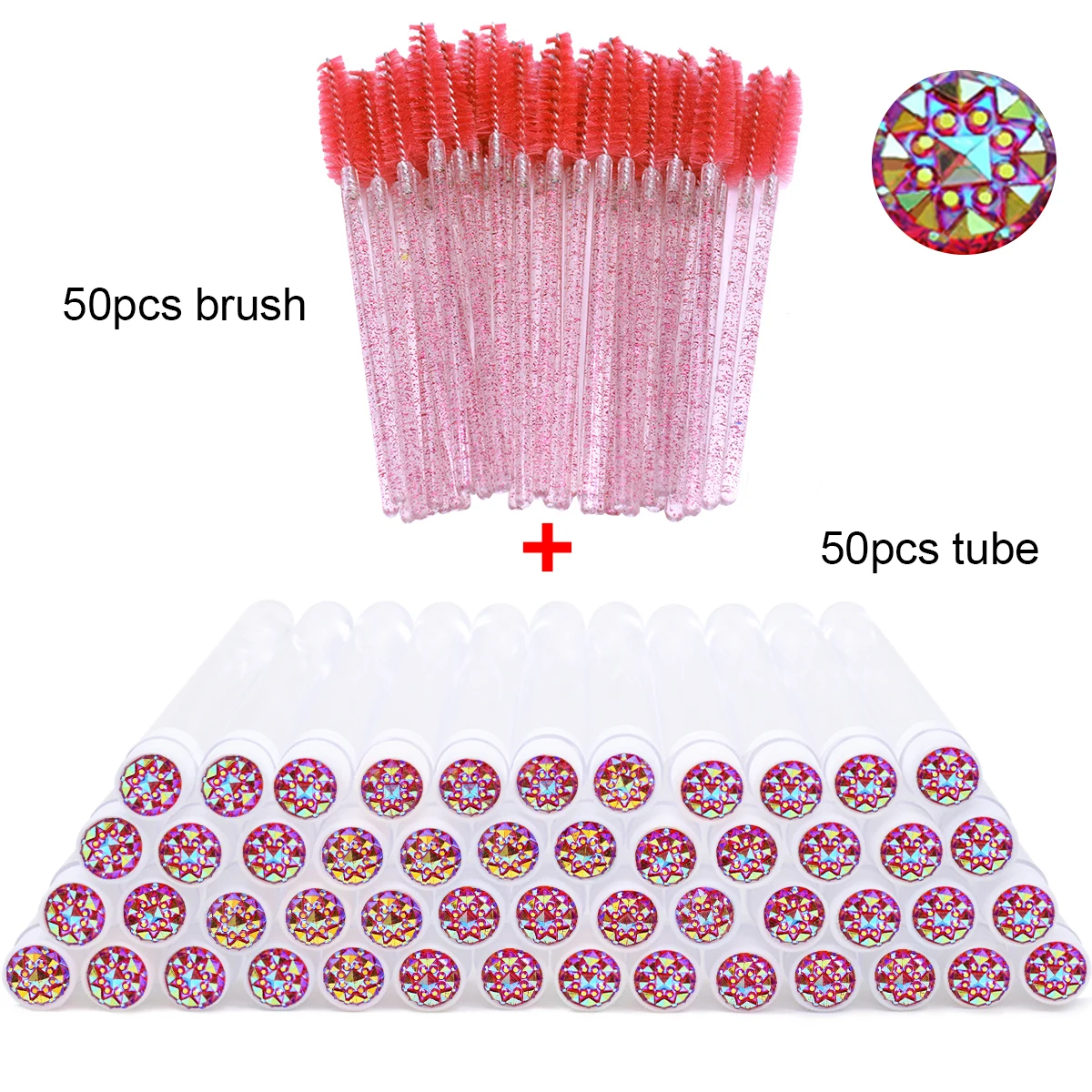 50Pcs Wimpern Pinsel Rohre Mit Kristall Lash Mascara Wands Augenbraue Kamm Spoolies Container Lash Pinsel Applikatoren Make-Up-Tools