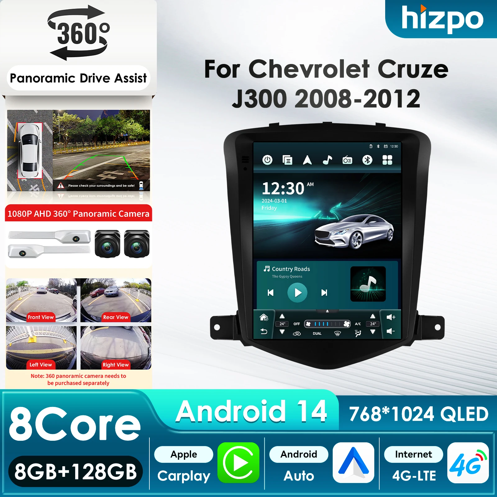 9.7'' 7862 AI Systems 8Core 360°Camera CarPlay Android Auto Car Radio for Chevrolet Cruze J300 2008 - 2012 GPS Multimedia Stereo