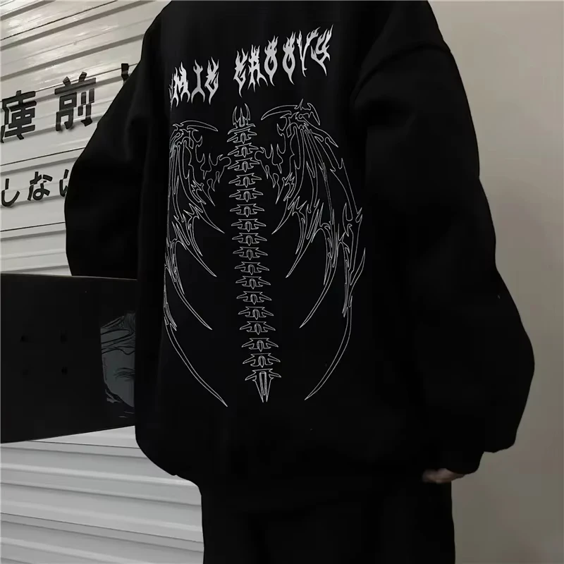 

Mens Loose Tracksuit Casual Printing Sweatshirt High Quality Hot Sales Versatile Pullover Trend Black White Street Tops Clothing