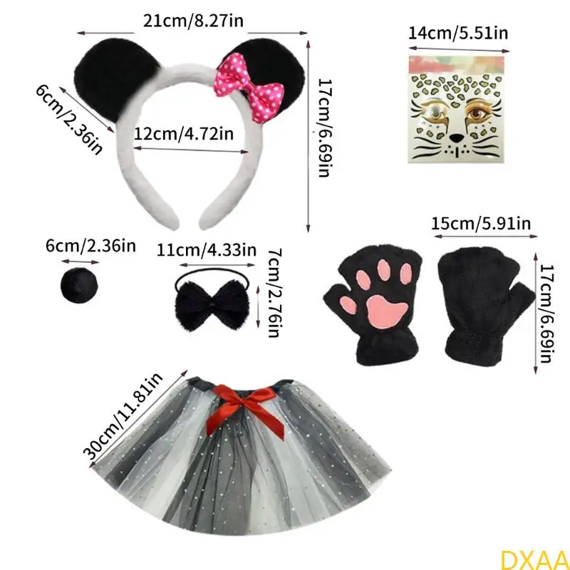 DXAA PANDA ASSUTORIALS EARS TEALHER TUTU HALLOWEEN Animal Cosplay Props #6