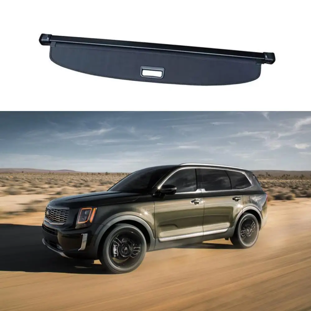 Black Canvas Rear Trunk Shade Retractable Cargo Cover for KIA Telluride 2020