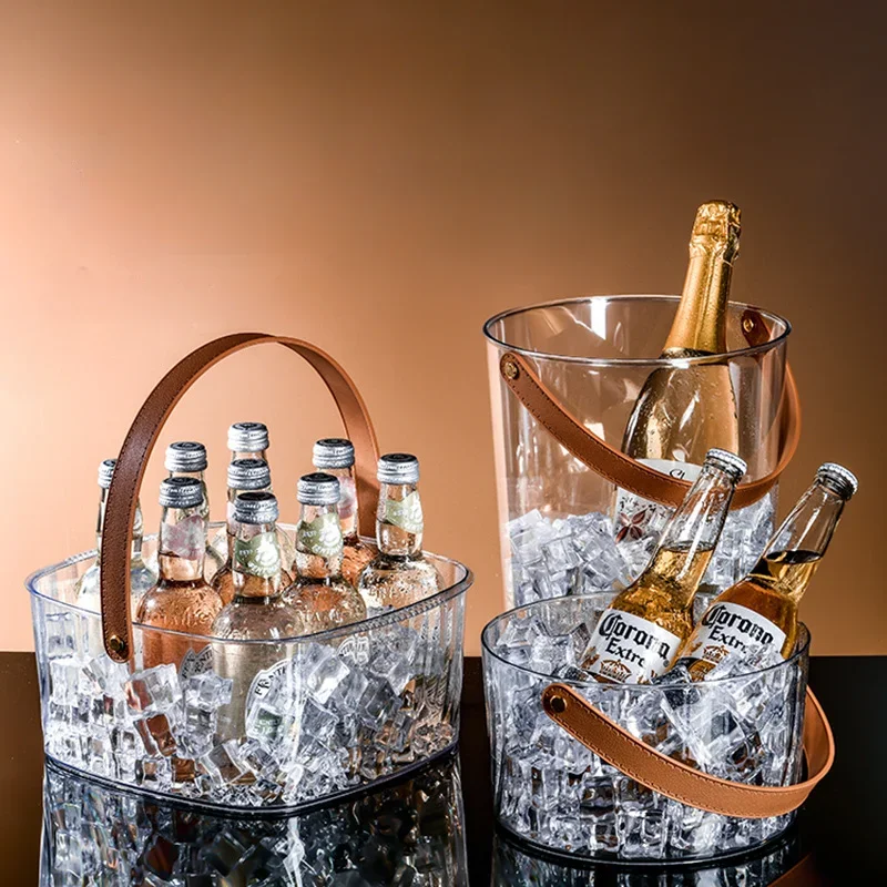 

Portable Uncovered Transparent Bar Ice Bucket Refrigerated Ice Storage Beverage Beer Storage Bucket