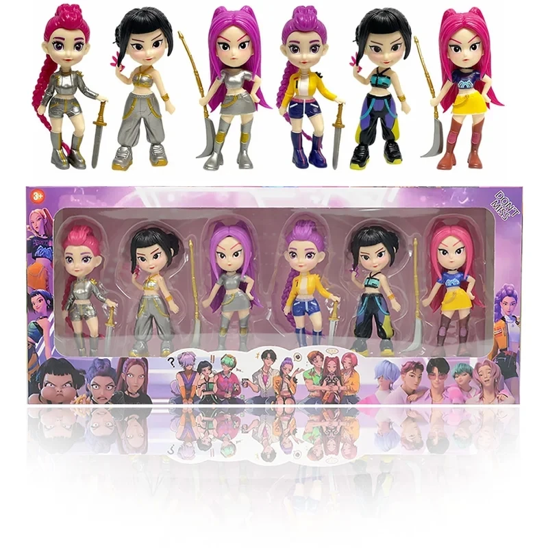 Lot de 6 figurines Kpop Demon Hunters en PVC, jouets de collection, décoration de bureau, figurines de dessin animé, accessoires de jeu pour enfants