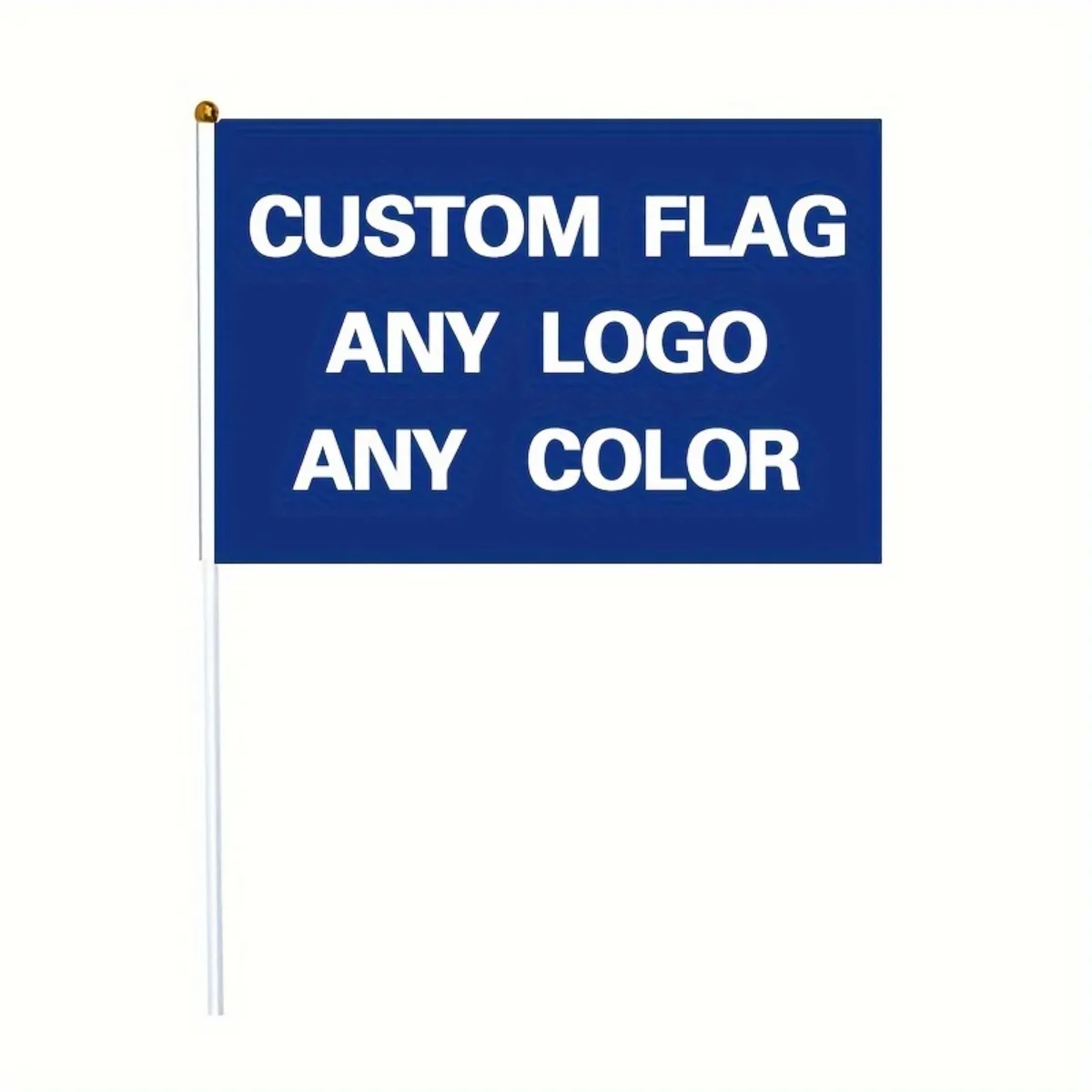 10PCS Custom Mini Polyester Flags 14x21cm with Plastic Pole Personalized Logo Text Outdoor Advertising Decor