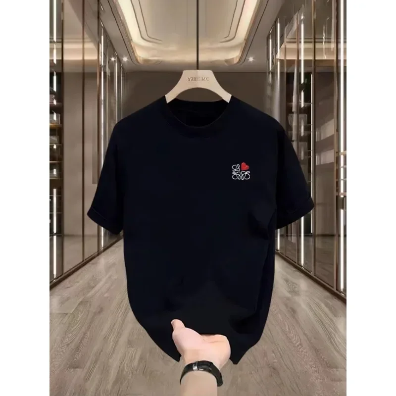 

Luxury fashion trend brand black and white T-shirt casual short-sleeved round neck pure cotton men's and women's street tops