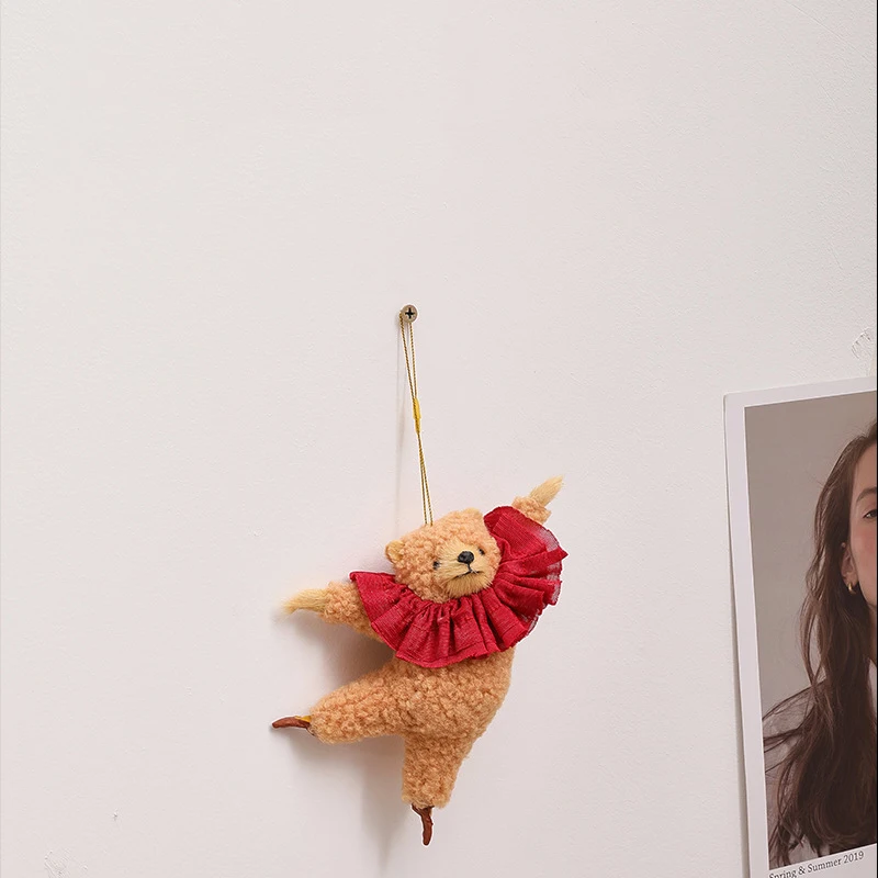 New Cartoon Kawaii Dancing Bear Plush Doll Room Bedside Pendant Creative Ins Ballet Bear Plush Car Pendant Kids Birthday Gift