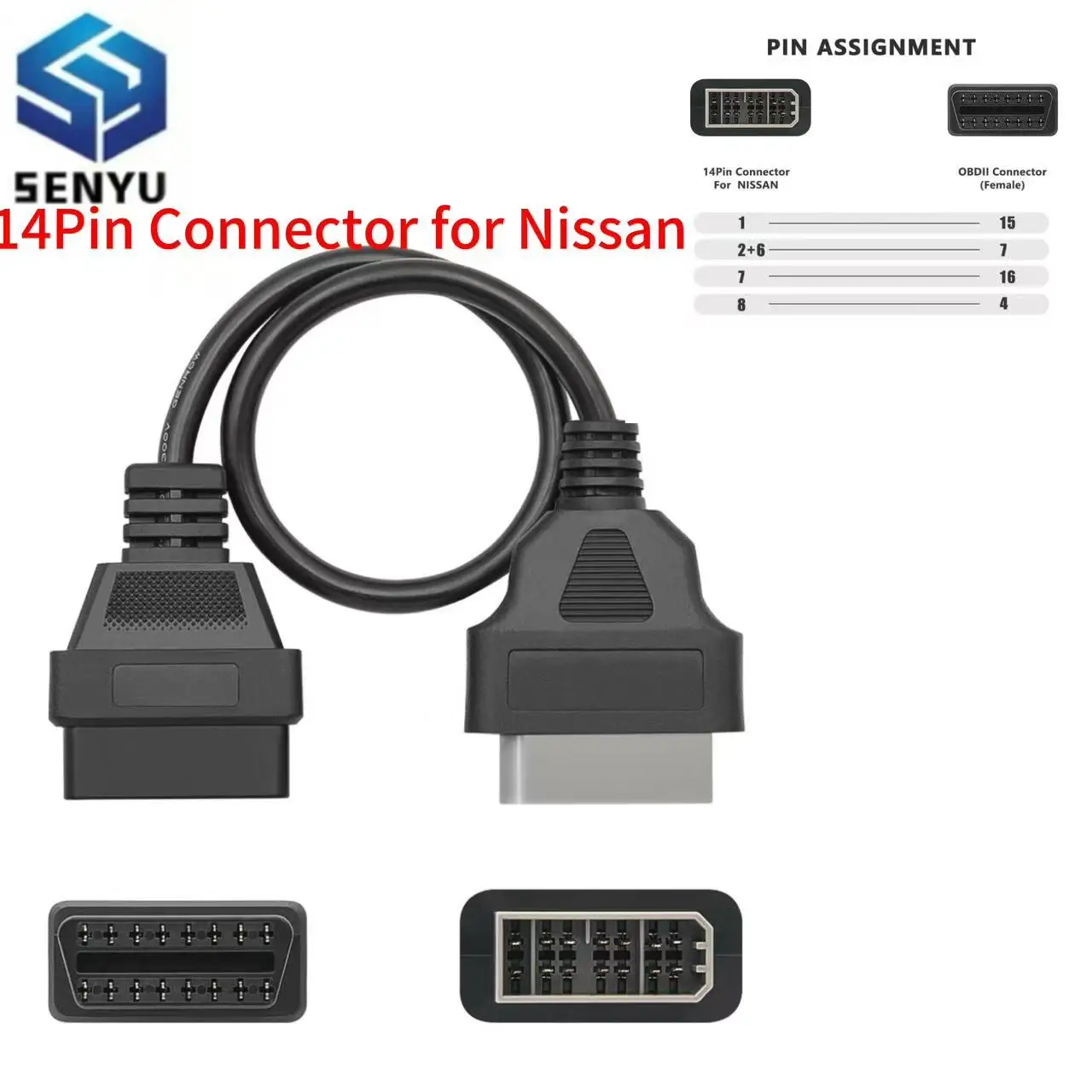 

Для Nissan 14-контактный OBD2 автомобильный удлинительный кабель OBD к OBD 2 16-контактный автомобильный разъем-адаптер для NISSAN OBDII автомобильный сканер диагностический инструмент