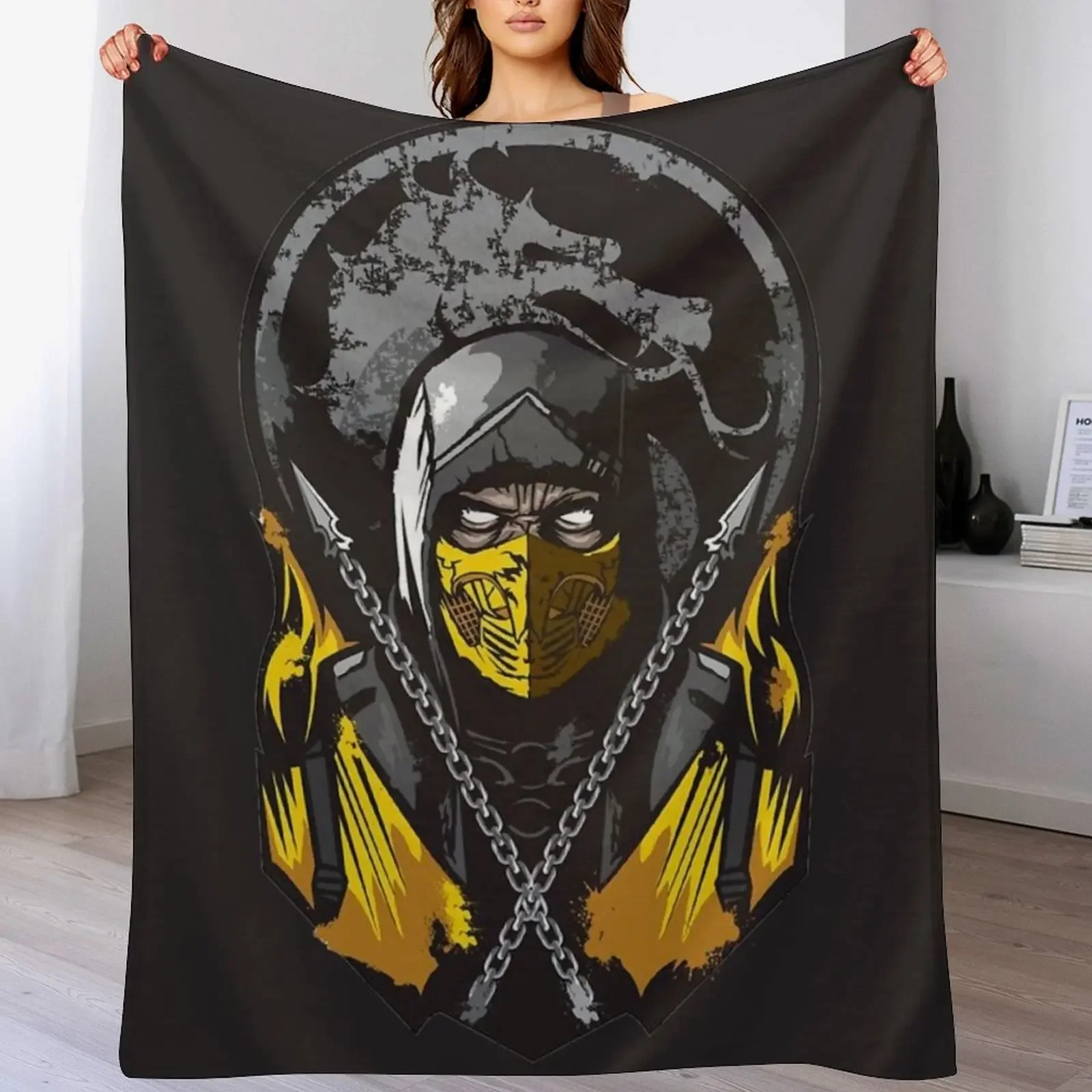 

Mortal Kombat Scorpion White Eyes Throw Blanket Decorative Beds Softest Luxury St Giant Sofa Blankets