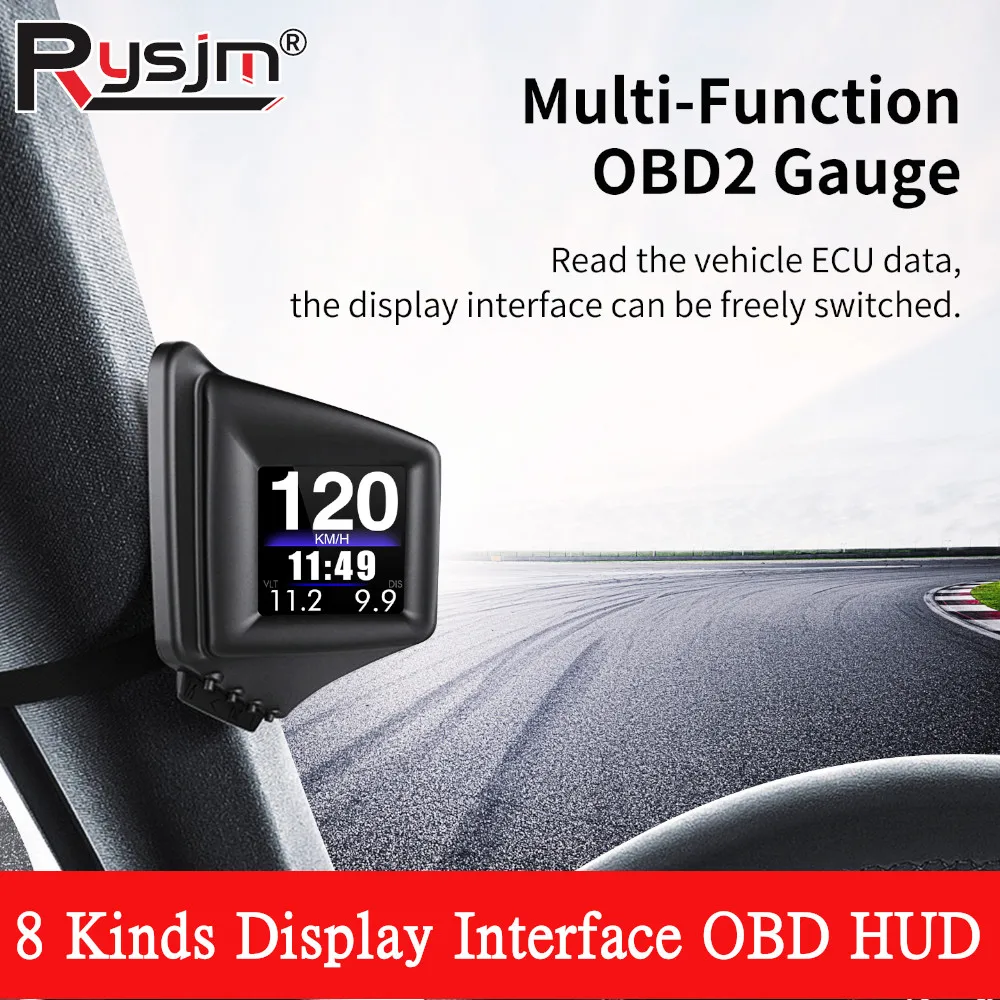OBD2 Gauge P8 OBD Head Up Display On-board Computer Speedometer RPM Tachometer Oil / Water Temp Voltage Fuel Consumption