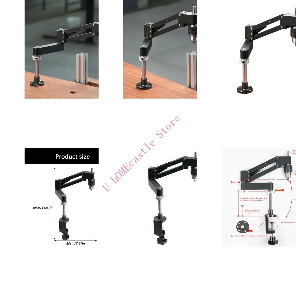 63HF Adjustable Tapping Arm Support Stand For Hand Drills Aluminum Alloy Construction Compacts Design Workshop Essential