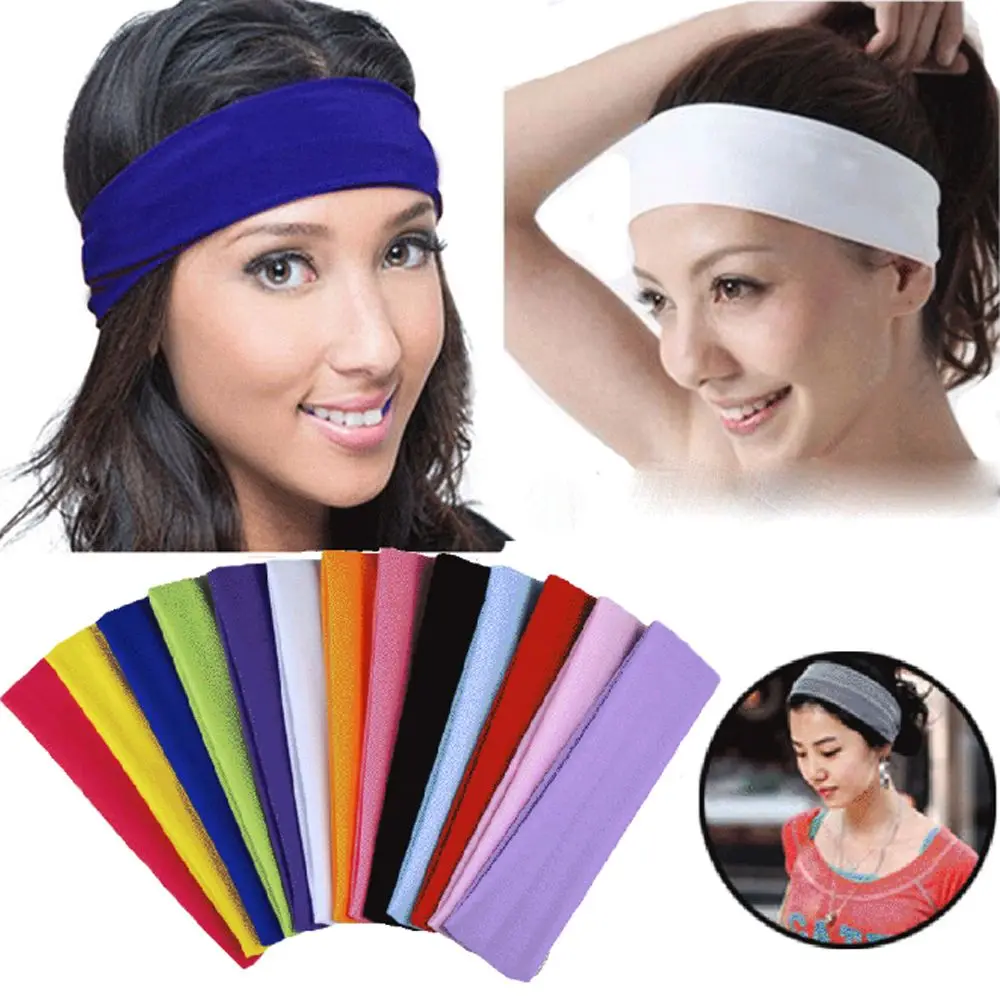 Sweatband Headband Yoga Hair Bands Basketball Gym Sport Stretch Ribbon Head Hairband Sweatband Universal Dance Biker Accessory