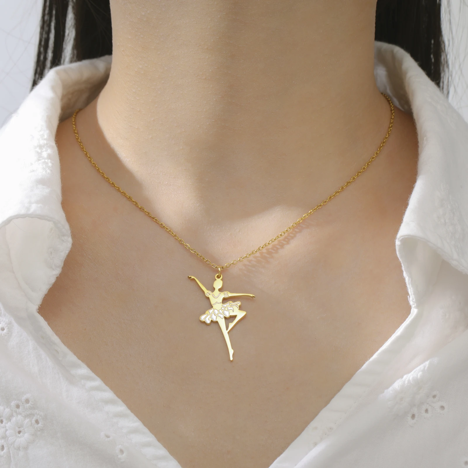 COOLTIME Gymnastik Anhänger Halskette für Frauen Edelstahl Mode Sport Ballett Tänzerin Halskette Turnerin Schmuck Neue – Detail 19