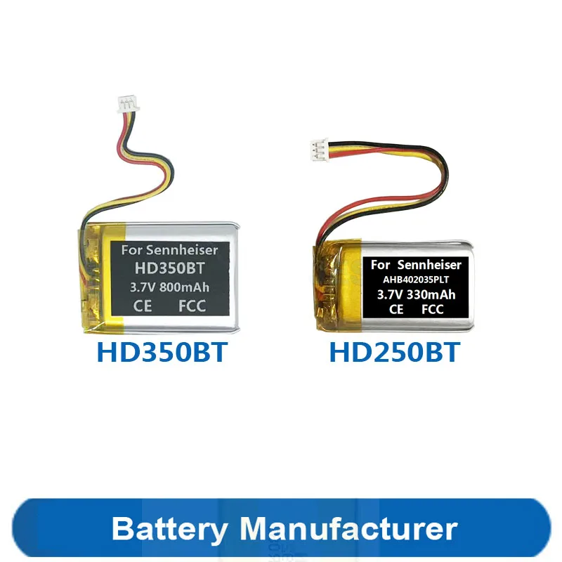 

330-800mAh AHB402035PLT Battery For Sennheiser HD250BT HD350BT HD 250BT 350BT Gaming Headset Headphone