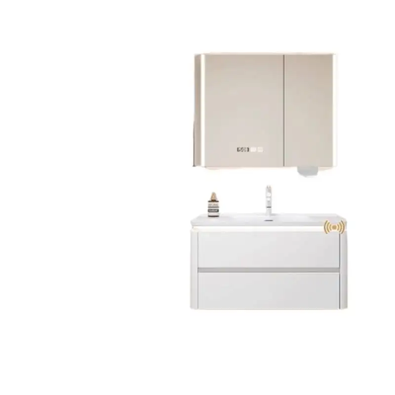 Mirror Hang Bathroom Cabinet Light Door Modern Vanity Storage Bathroom Cabinet Drawers Floating Meuble Salle De Bain Furniture
