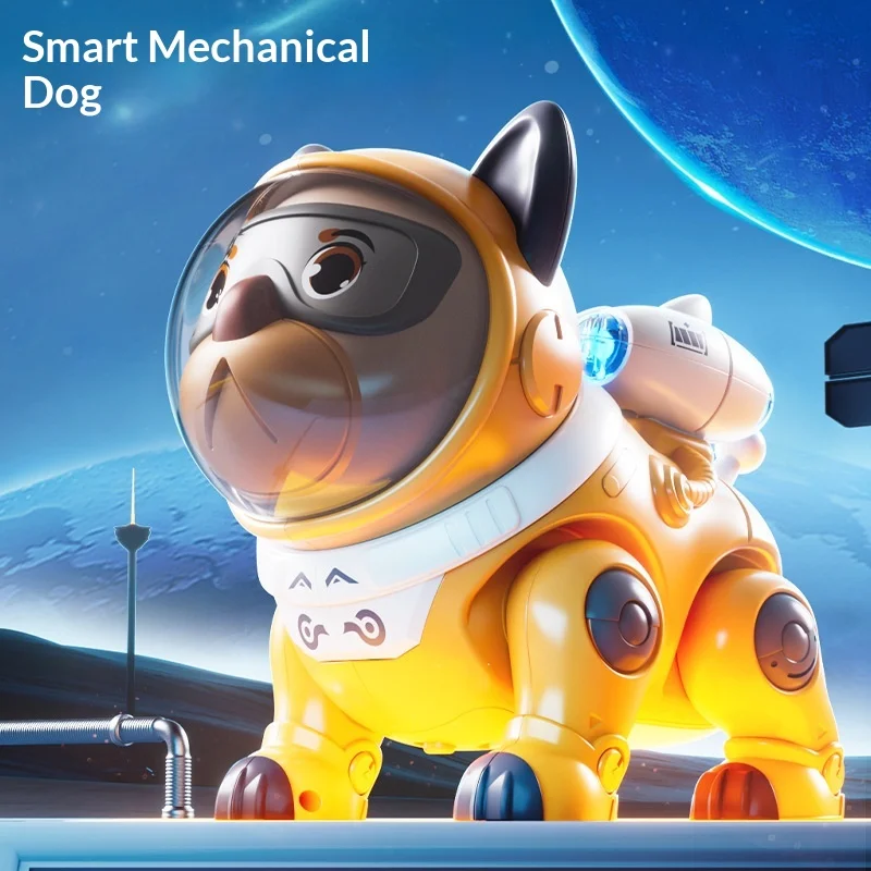 Kids Remote Control Robot Dog Space Tech Electric Mechanical Shar Pei Light Up Educational Interactive Toy For Toddlers
