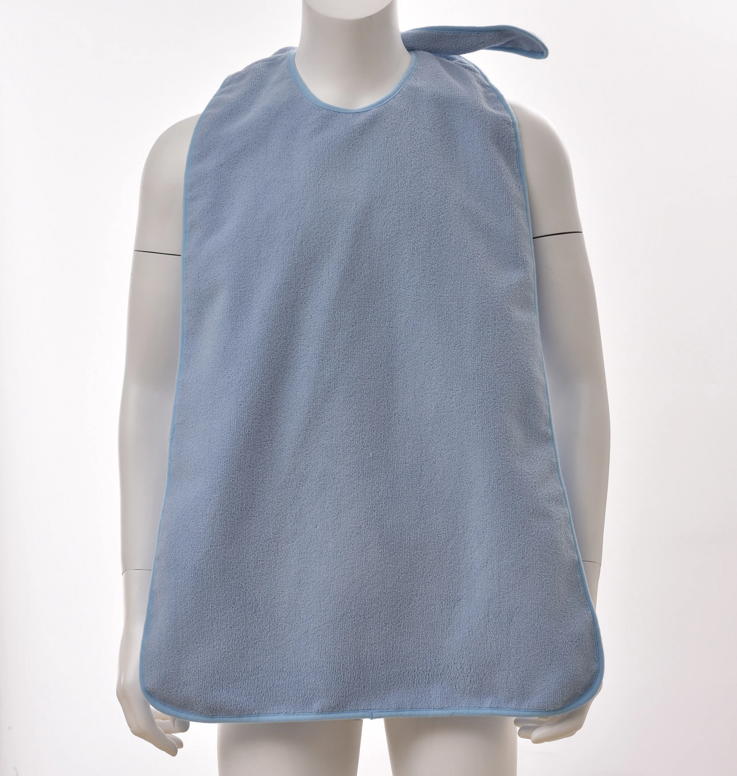 Terry Adult Bib with Button Closure and 10cm Adjustable Crumb Catcher