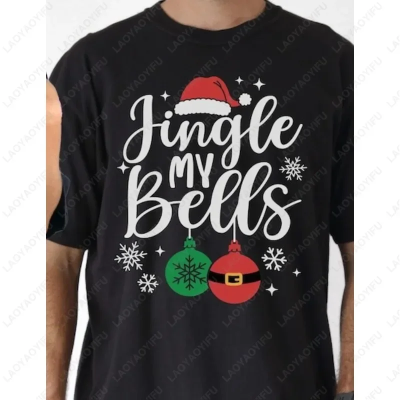 Christmas Couples Matching Holiday Men Women Tees Santa Winter Wear Adult Xmas Party Cotton Tops Jingle My Bells Feel Joy Tshirt