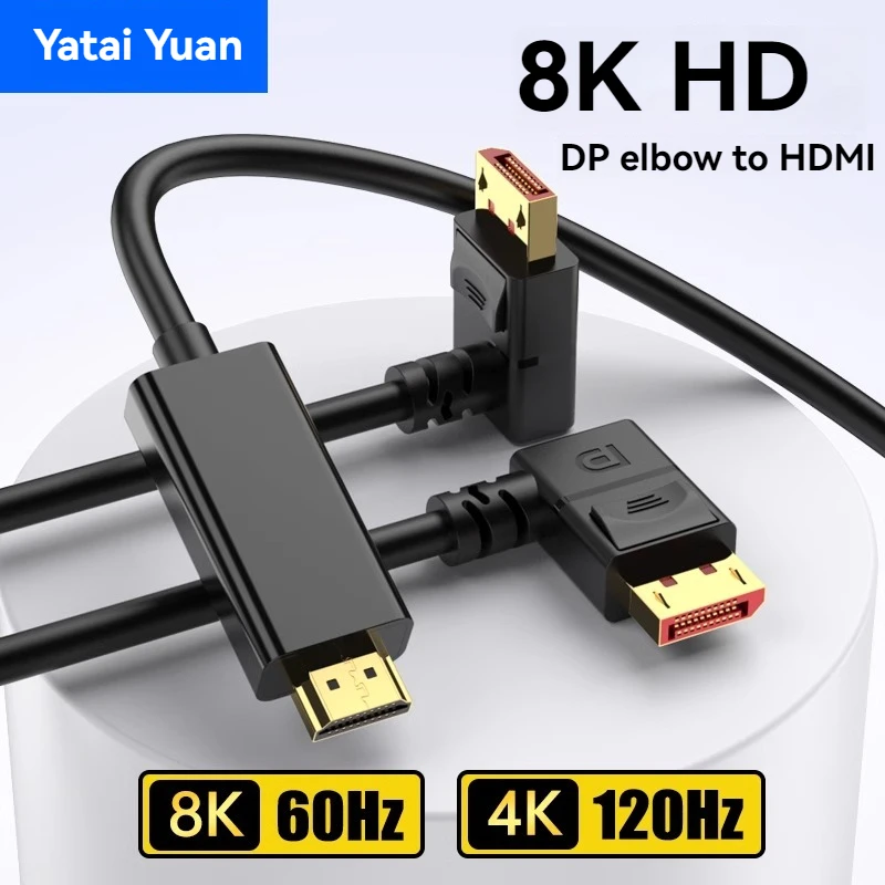 D P Bend to HDMI video cable 4K HD connection computer monitor screen notebook graphics card interface external