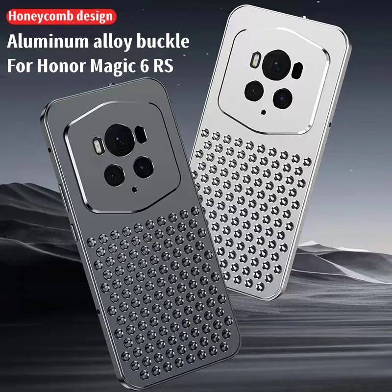 

Luxury Metal Cooling Hollow Aluminum Phone Case For Honor Magic 6RS Aroma Diffuser Heat Dissipation Cover Full Protection Fundas