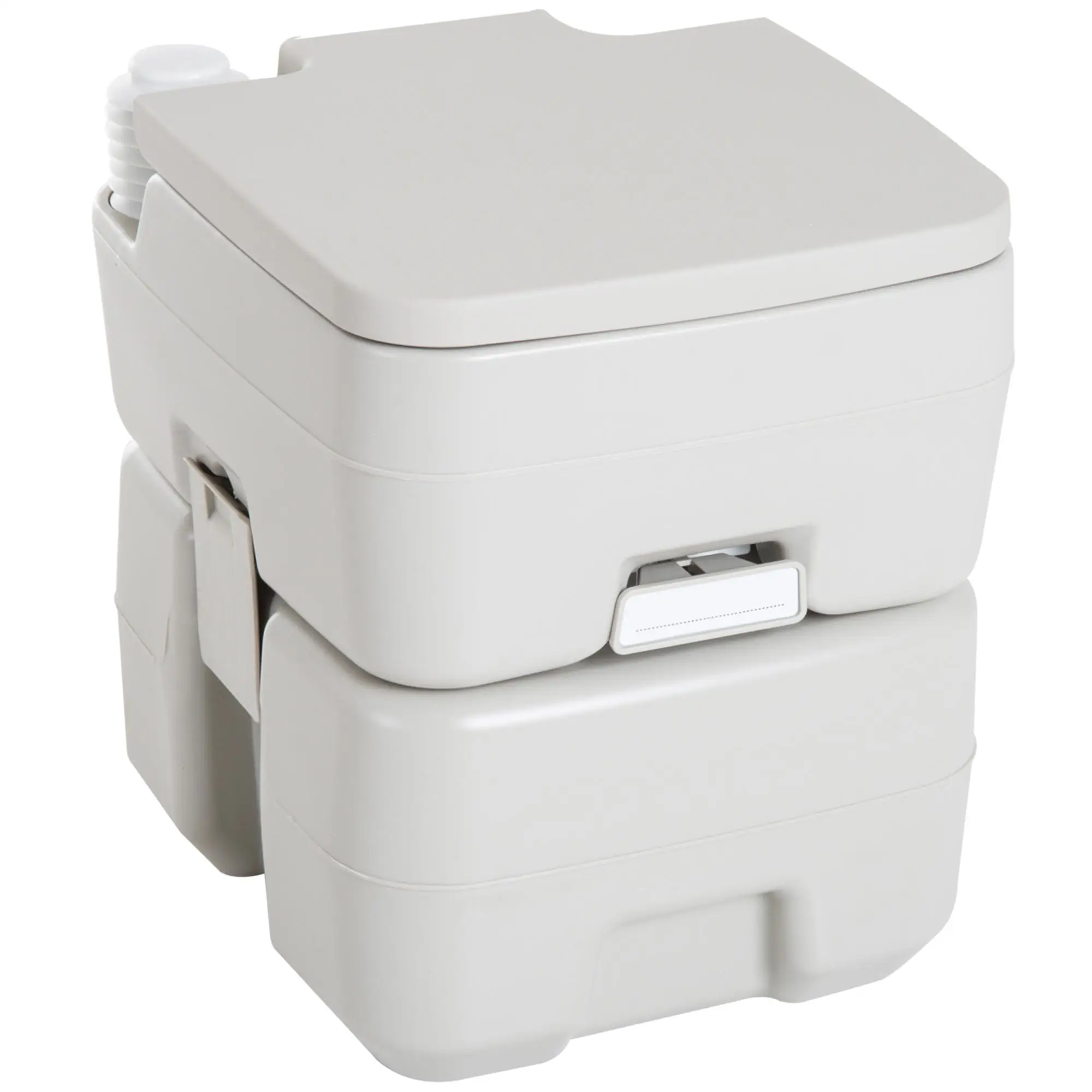 Toilette portable 20L avec réservoir d'eaux usées pour le camping, les voyages, les caravanes, les bateaux, les personnes âgées, en HDPE gris, capacité de charge de 147 kg, 41,5x36,5x42 cm