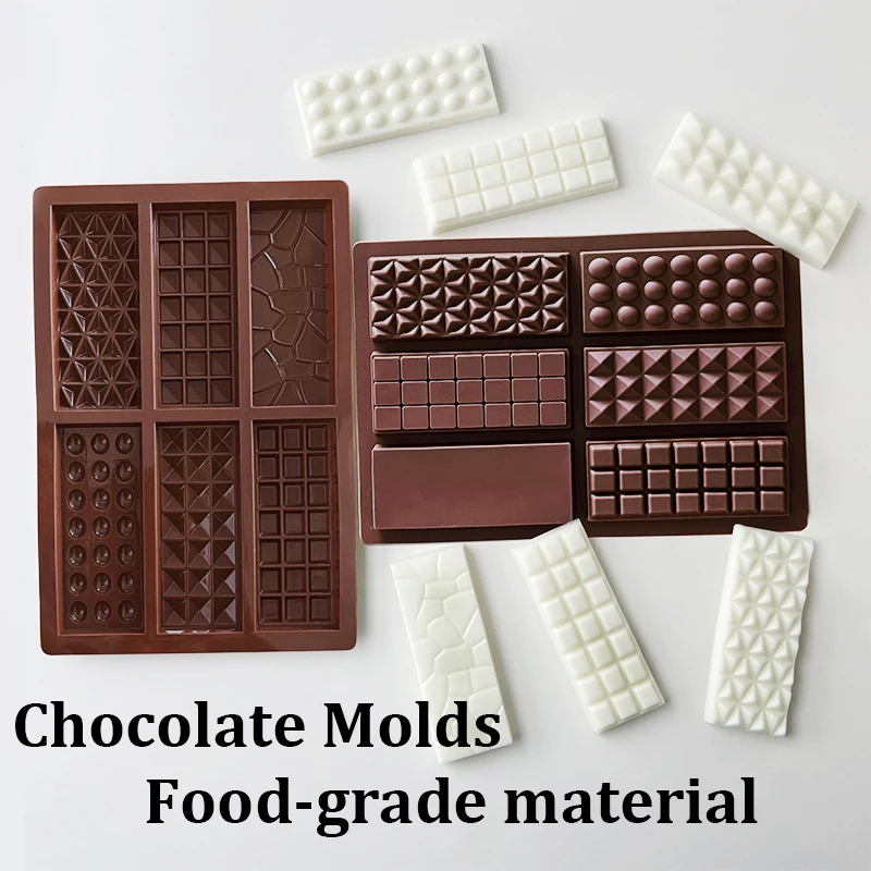 Multi-Style 6-Cavity Rectangular Chocolate Baking Mould Food-Grade Silicone Molds Easy Releas Perfect for Butter Desserts Cakes